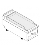 Fry top a gas da banco, 8 kw, piastra liscia cromata con finitura spazzolata - zona di cottura cm 34,9x69,8 - cm 40x90x28h