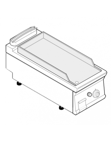 Fry top a gas da banco, 8 kw, piastra liscia cromata con finitura spazzolata - zona di cottura cm 34,9x69,8 - cm 40x90x28h