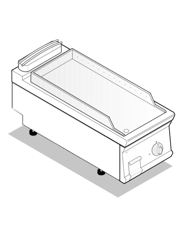 Fry top elettrico da banco, 6 kw, piastra singola liscia cromata spazzolata - zona di cottura cm 34,9x69,8 - cm 40x90x28h