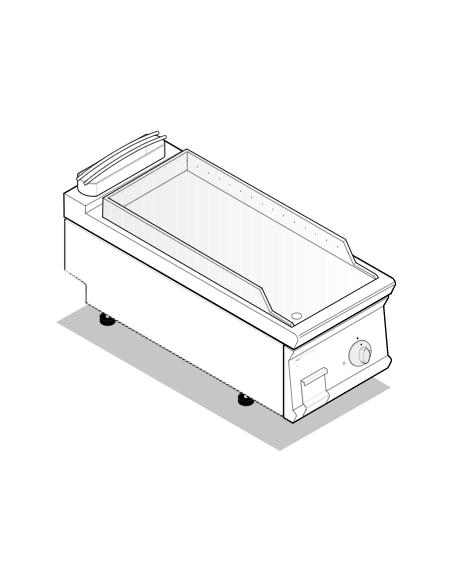 Fry top elettrico da banco, 6 kw, piastra singola liscia cromata spazzolata - zona di cottura cm 34,9x69,8 - cm 40x90x28h