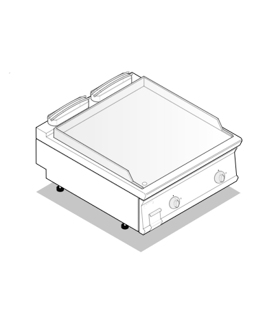 Fry top elettrico da banco, 12 kw, piastra doppia liscia cromata spazzolata - zona di cottura cm 74,9x69,8 - cm 80x90x28h