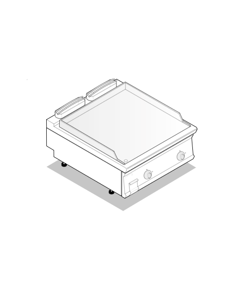 Fry top elettrico da banco, 12 kw, piastra doppia liscia cromata spazzolata - zona di cottura cm 74,9x69,8 - cm 80x90x28h