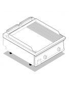 Fry top elettrico da banco, 12 kw, piastra 2/3 liscia e 1/3 rigata cromata spazzolata - zona di cottura cm 74,9x69,8 - cm 80x90x