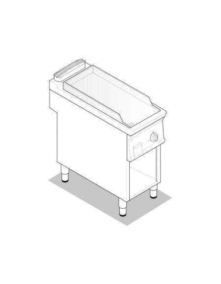 Fry top elettrico su mobile, 6 kw, piastra singola liscia cromata spazzolata - zona di cottura cm 34,9x69,8 - cm 40x90x90h