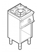 Cucina a gas 1 fuoco su vano aperto, potenza fuoco aperto 1x3,3kw  griglia in ghisa- cm 40x45x90h