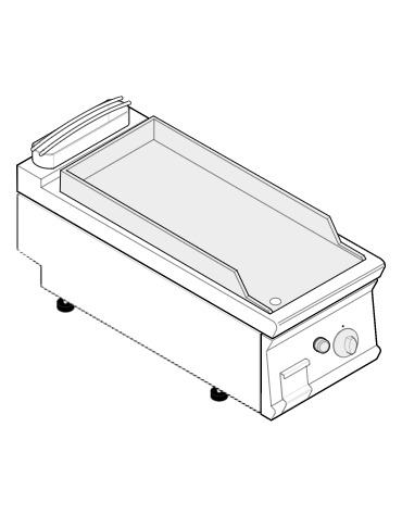 Fry top a gas da banco, 7 kw, piastra liscia cromata con finitura spazzolata - zona di cottura cm 35,3x56,4 - cm 40x70x28h