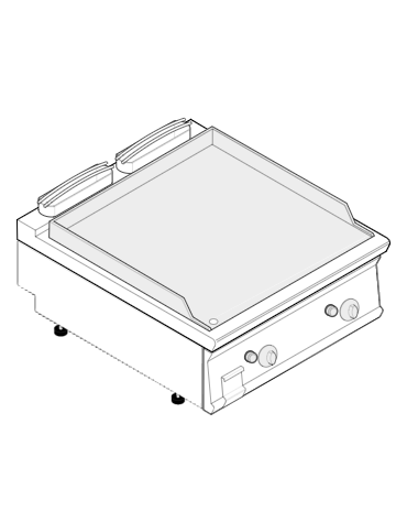 Fry top a gas da banco, 14 kw, piastra doppia liscia cromata spazzolata - zona di cottura cm 74,8x56,4 - cm 40x70x28h