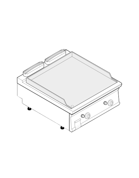 Fry top a gas da banco, 14 kw, piastra doppia liscia cromata spazzolata - zona di cottura cm 74,8x56,4 - cm 40x70x28h