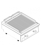 Fry top a gas da banco, 14 kw, piastra doppia rigata cromata spazzolata - zona di cottura cm 74,8x56,4 - cm 80x70x28h