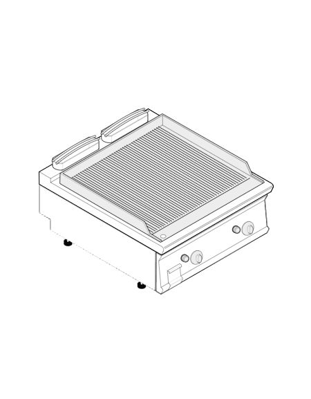 Fry top a gas da banco, 14 kw, piastra doppia rigata cromata spazzolata - zona di cottura cm 74,8x56,4 - cm 80x70x28h