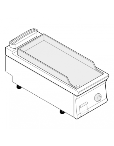 Fry top elettrico da banco, 3,9 kw, piastra singola liscia cromata spazzolata - zona di cottura cm 35,3x56,4 - cm 40x70x28h