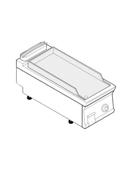 Fry top elettrico da banco, 3,9 kw, piastra singola liscia cromata spazzolata - zona di cottura cm 35,3x56,4 - cm 40x70x28h