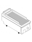 Fry top elettrico da banco, 3,9 kw, piastra singola rigata cromata spazzolata - zona di cottura cm 35,3x56,4 - cm 40x70x28h