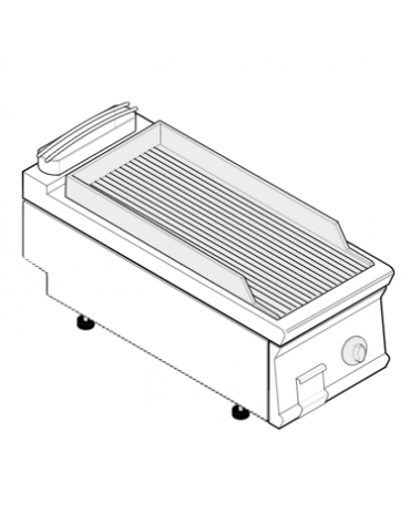 Fry top elettrico da banco, 3,9 kw, piastra singola rigata cromata spazzolata - zona di cottura cm 35,3x56,4 - cm 40x70x28h