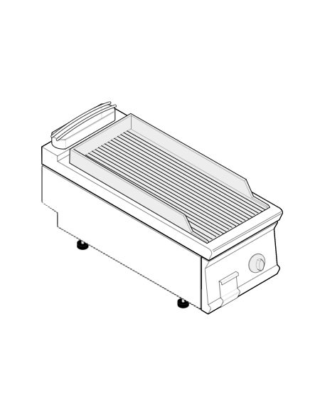 Fry top elettrico da banco, 3,9 kw, piastra singola rigata cromata spazzolata - zona di cottura cm 35,3x56,4 - cm 40x70x28h