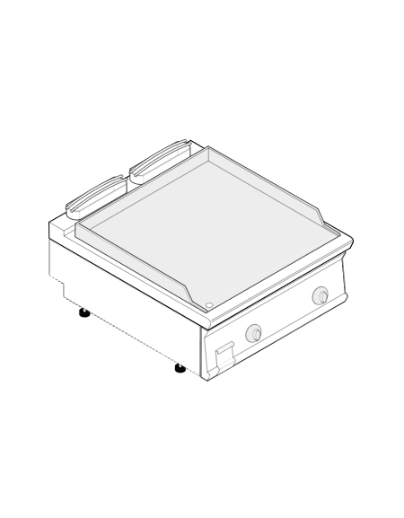 Fry top elettrico da banco, 7,8 kw, piastra doppia liscia cromata spazzolata - zona di cottura cm 74,8x56,4 - cm 80x70x28h