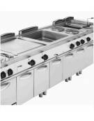 Fry top elettrico da banco, 7,8 kw, piastra doppia liscia cromata spazzolata - zona di cottura cm 74,8x56,4 - cm 80x70x28h