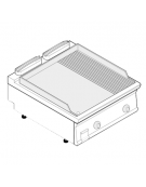 Fry top elettrico da banco, 7,8 kw, piastra 2/3 liscia e 1/3 rigata cromata spazzolata - cm 80x70x28h