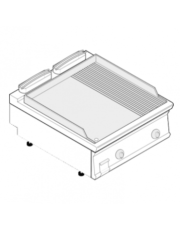 Fry top elettrico da banco, 7,8 kw, piastra 2/3 liscia e 1/3 rigata cromata spazzolata - cm 80x70x28h