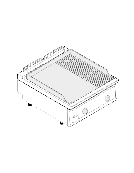 Fry top elettrico da banco, 7,8 kw, piastra 2/3 liscia e 1/3 rigata cromata spazzolata - cm 80x70x28h