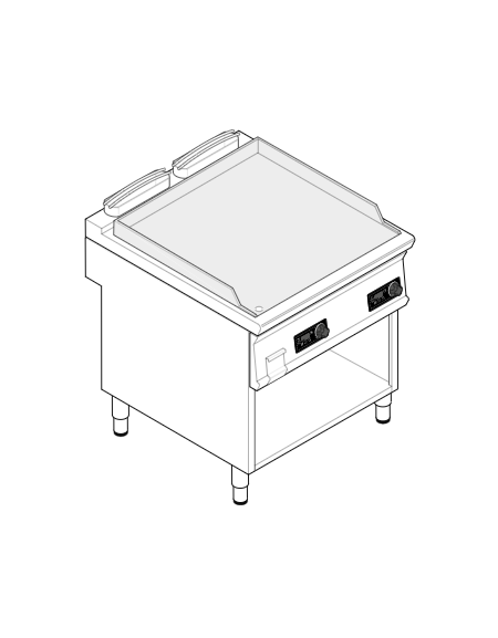 Fry top elettrico trifase-7,8 kw su vano aperto, piastra liscia doppia cromata spazzolata - controllo elettronico - cm 80x70x90h