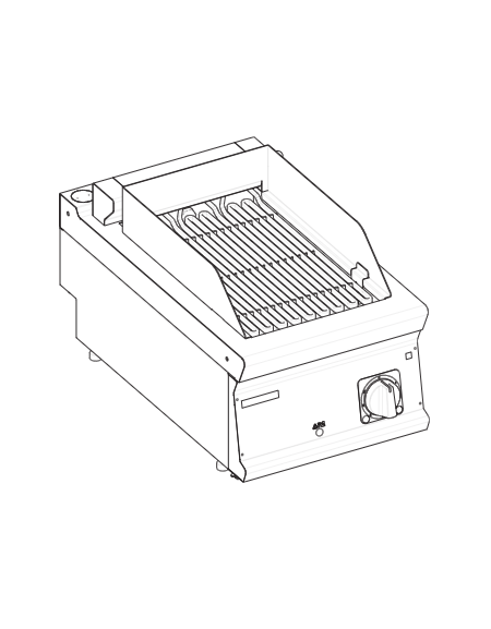 Griglia elettrica a contatto con acqua da banco, superficie di cottura cm 26,8x44,7 - potenza 4,1 Kw - cm 40x70x28h