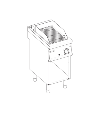 Griglia elettrica a contatto con acqua su vano aperto, superficie di cottura cm 26,8x44,7 - potenza 4,1 Kw - cm 40x70x90h