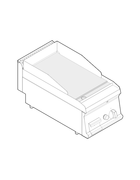 Fry top a gas da banco, 7 kw, piastra singola liscia cromata spazzolata - zona di cottura cm 34,6x56,4 - cm 35x70x28h