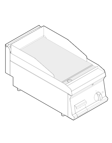 Fry top elettrico da banco, 3,9 kw, piastra singola liscia cromata spazzolata - zona di cottura cm 34,6x56,4 - cm 35x70x28h