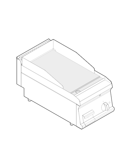 Fry top elettrico da banco, 3,9 kw, piastra singola liscia cromata spazzolata - zona di cottura cm 34,6x56,4 - cm 35x70x28h