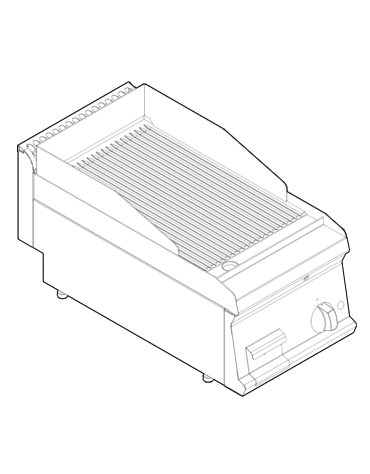 Fry top elettrico da banco, 3,9 kw, piastra singola rigata cromata spazzolata - zona di cottura cm 34,6x56,4 - cm 35x70x28h