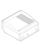 Fry top elettrico da banco, 7,8 kw, piastra 2/3 liscia e 1/3 rigata cromata spazzolata - zona di cottura cm 69,6x56,4 - cm 70x70