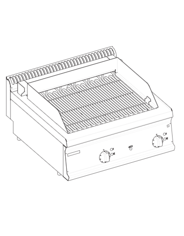 Griglia elettrica a contatto con acqua da banco, superficie di cottura cm 54,5x44,7 - potenza 8,2 Kw - cm 70x70x28h