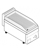 Fry top a gas da banco, 4 kw, piastra singola rigata cromata spazzolata - zona di cottura cm 34,6x56,4 - cm 35x65x28h