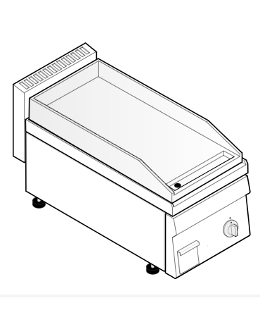 Fry top elettrico da banco, trifase 3,9 kw, piastra singola liscia cromata spazzolata - zona cottura cm 34,6x56,4 - cm 35x65x28h