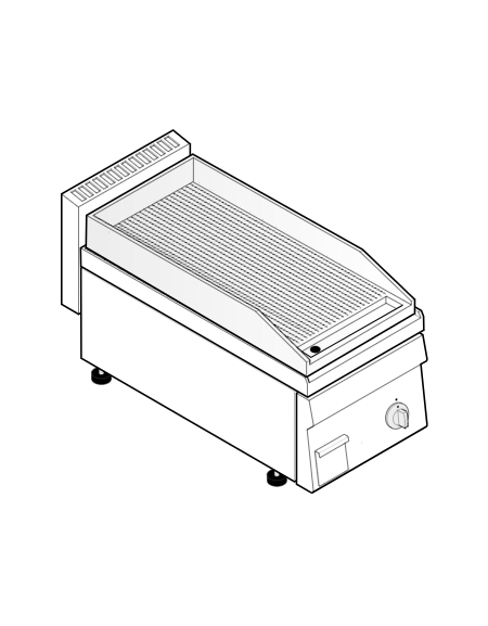 Fry top elettrico da banco, trifase 3,9 kw, piastra singola rigata cromata spazzolata - zona cottura cm 34,6x56,4 - cm 35x65x28h