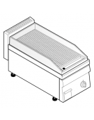 Fry top elettrico da banco, monofase 3 kw, piastra singola rigata cromata spazzolata - zona cottura cm 34,6x56,4 - cm 35x65x28h