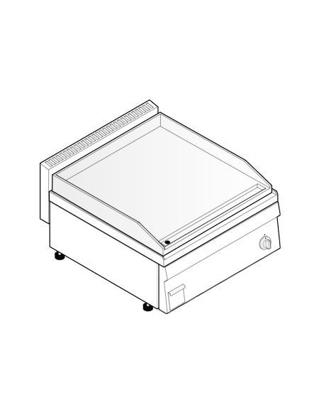 Fry top elettrico da banco, monofase 6 kw, piastra doppia liscia cromata spazzolata - zona cottura cm 69,6x56,4 - cm 70x65x28h