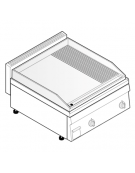 Fry top elettrico da banco, trifase 7,8 kw, piastra doppia 2/3 liscia e 1/3 rigata cromata spazzolata - cm 70x65x28h