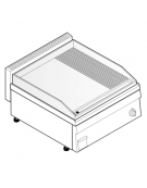 Fry top elettrico da banco, monofase 6 kw, piastra 2/3 liscia e 1/3 rigata cromata spazzolata - cm 70x65x28h