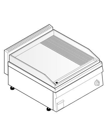 Fry top elettrico da banco, monofase 6 kw, piastra 2/3 liscia e 1/3 rigata cromata spazzolata - cm 70x65x28h