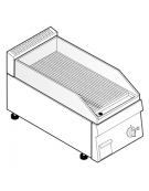 Fry top a gas da banco, 4 kw, piastra singola rigata cromata spazzolata - zona di cottura cm 34,6x52 - cm 35x60x30h