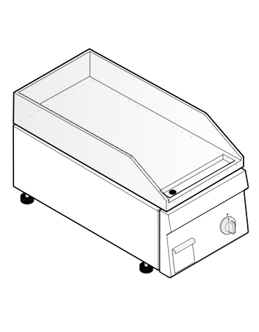 Fry top elettrico da banco, trifase 3,9 kw, piastra singola liscia cromata spazzolata - zona cottura cm 34,6x56,4 - cm 35x60x30h