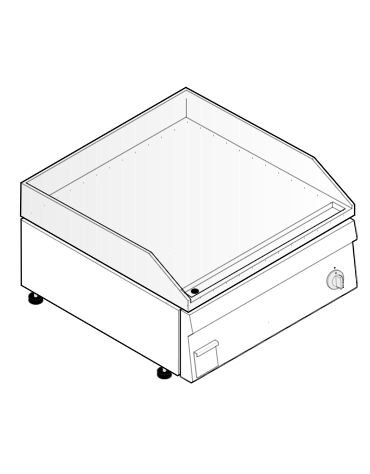 Fry top elettrico da banco, monofase 6 kw, piastra liscia cromata spazzolata - zona cottura cm 69,6x56,4 - cm 70x60x30h