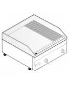 Fry top elettrico da banco, trifase 7,8 kw, piastra doppia 2/3 liscia e 1/3 rigata cromata spazzolata - cm 70x60x30h