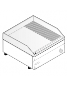 Fry top elettrico da banco, monofase 6 kw, piastra 2/3 liscia e 1/3 rigata cromata spazzolata - cm 70x60x30h