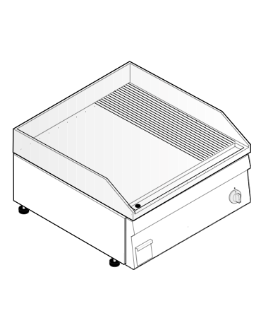 Fry top elettrico da banco, monofase 6 kw, piastra 2/3 liscia e 1/3 rigata cromata spazzolata - cm 70x60x30h