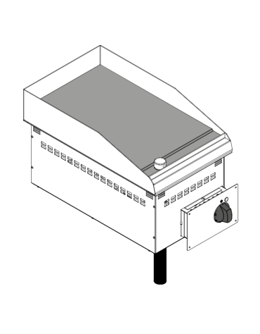 Fry top elettrico trifase-3.9kw da incasso, piastra liscia cromata spazzolata - sup. di cottura cm 34,6x56,4  - cm 35x60x26,6h