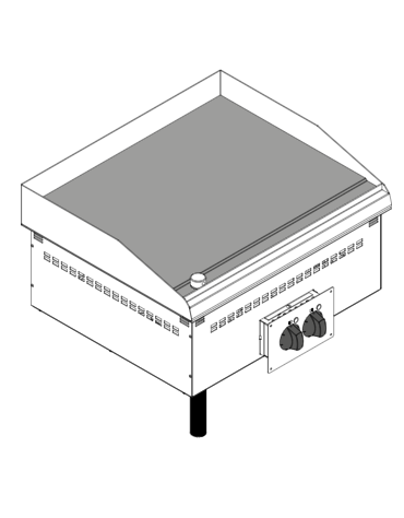 Fry top elettrico trifase-7,8kw da incasso, piastra doppia liscia cromata spazzolata-sup. di cottura cm 69,6x56,4-cm 70x60x26,6