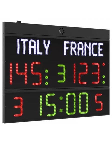 Tabellone elettronico multisport, nomi squadre programmabili, dimensioni cm 140×110 - via radio